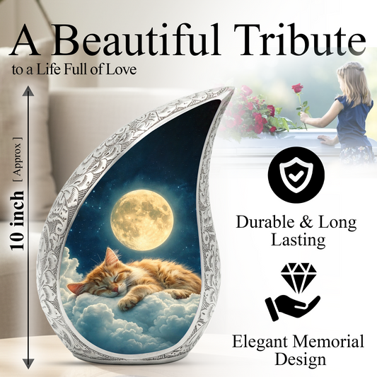 Cat Heaven Urn for Human & Pet Ashes – Personalized Cat Heaven Cremation Urn