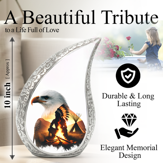 Eagle Memorial Adult Cremation Urn, Native American Inspired Adult Urn for Ashes