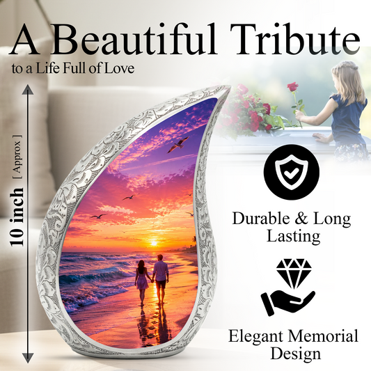 Beach Sunset Urn for Human Ashes | Ocean Sunset Cremation Urn