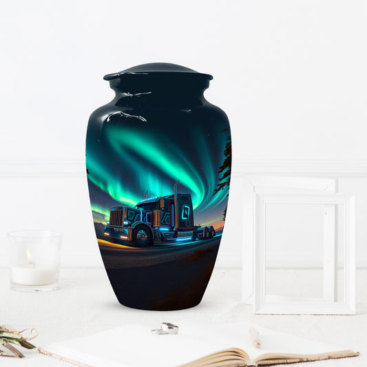 Semi Truck Cremation Urn for Ashes - Personalized Trucker Memorial for Dad | Big Rig Funeral Urns for Adult Male