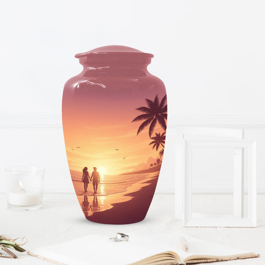 Beach Sunset Cremation Urn for Human Ashes | Personalized Adult Urn, Ocean Theme Urn & Beach Keepsake Urn