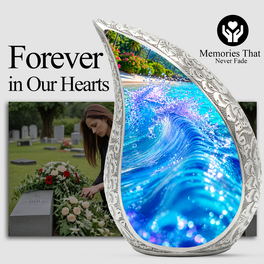 Ocean Wave Urn for Mom – Personalized Beach Cremation Urn for Women | Memorial Ocean Urn for Mother & Sister