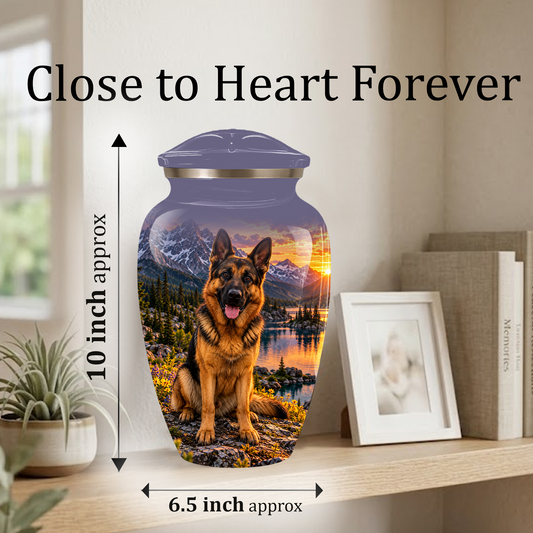 Personalized German Shepherd Cremation Urn for Ashes, Dog Memorial Urn, Custom Pet Urn