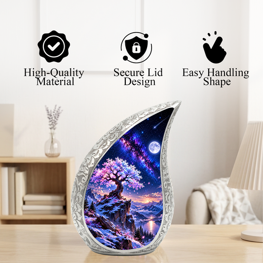 Tree of Life Urn for Ashes, Pink Blossom Tree Cremation Urn