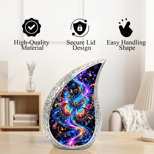 Colorful Butterfly Cremation Urn for Ashes, Rainbow Butterfly Memorial Urn