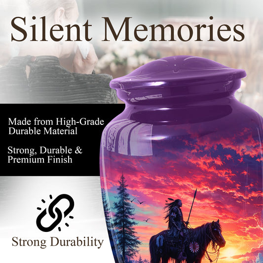 Native American Horse Urns for Dad, Adult Cremation Large Urn For Ashes