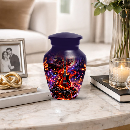 Guitar Cremation Urn for Ashes- Personalized Rock Music Memorial for Dad
