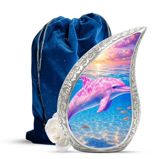 Pink Dolphin Cremation Urn for Adult Woman Ashes - Funeral Ashes Urn for Adults