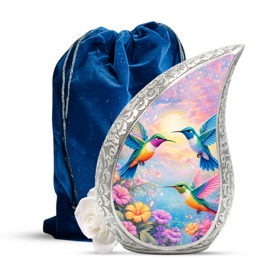 Hummingbird Floral Cremation Urn | Memorial Urn for Women