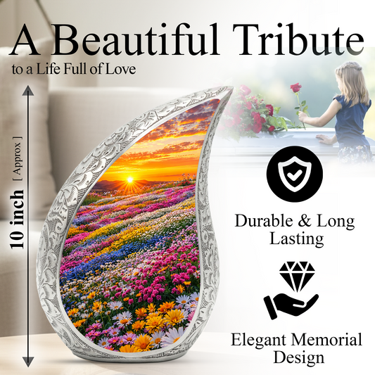 Flower Garden Burial Urn – Colorful Memorial Urn for Human Ashes