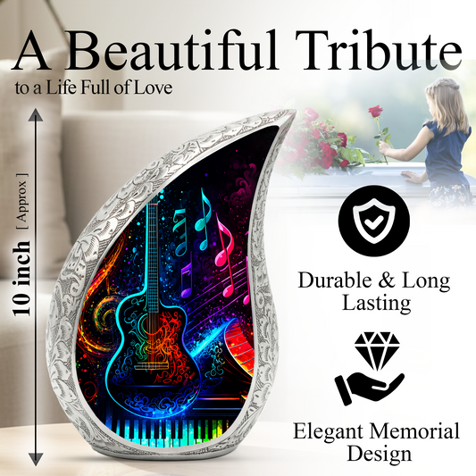 Guitar & Piano themed Urn for Ashes – Cremation Urn for Men And Women