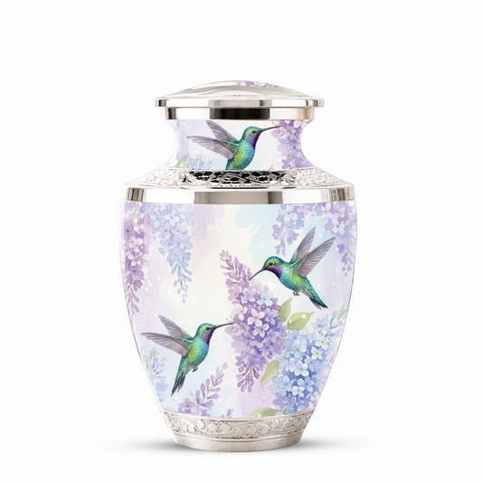 Green Hummingbird Cremation Urn - Couple Humming Bird Urn For Companion