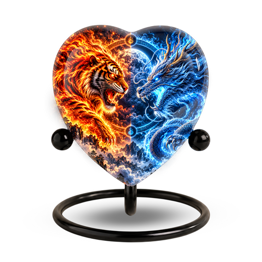 Tiger and Dragon Adult Urn for Ashes, Fire and Ice Memorial Urn, Personalized Adult Cremation Urn