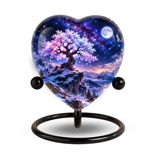Cherry Blossom Adult Urn for Ashes, Tree of Life Memorial Urn, Pink Sakura Tree Cremation Urn