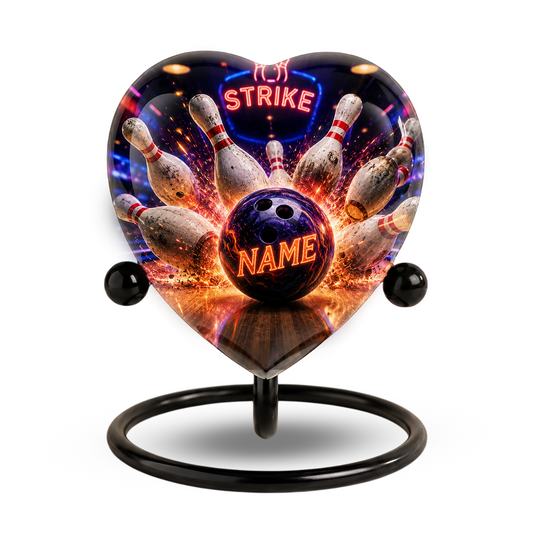 Bowling Urn – Personalized Bowling Cremation Urn for Ashes Heart-Shaped Adult Cremation Urn for Bowlers