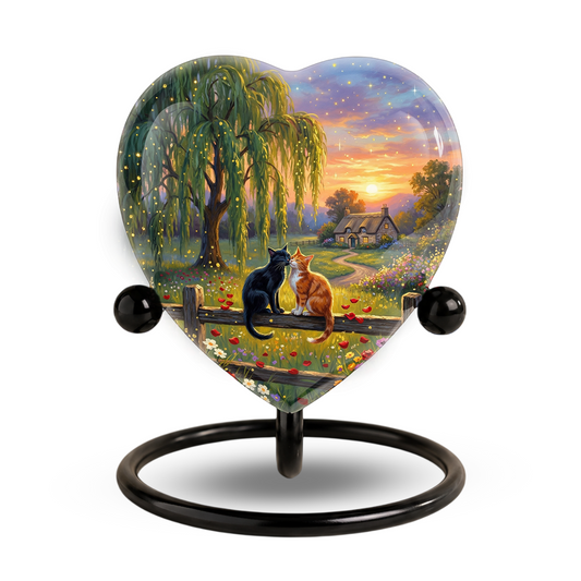 Personalized Cat Urn for Ashes – Heart-Shaped Pet Memorial Urn, Custom Cat Urn for Cats, Unique Keepsake Cremation Urn
