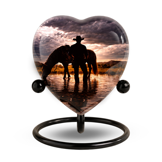 Cowboy Heart Urn for Dad, Personalized Keepsake Urn for Dad Memorial Urn for Men