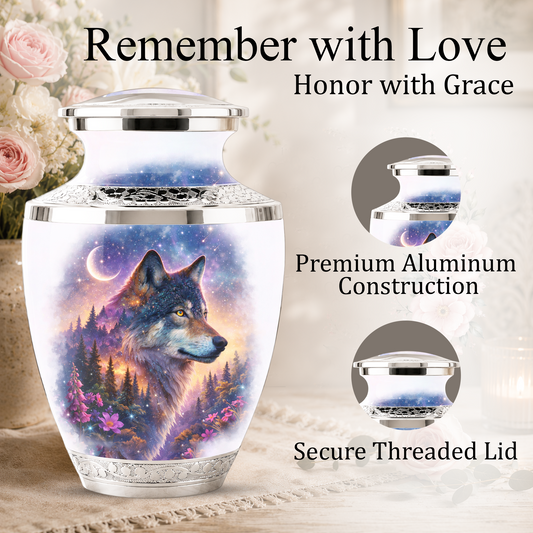 Wolf Cremation Urn for Dad, Wolf Memorial Urn for Men, Personalized Keepsake Ashes Urn