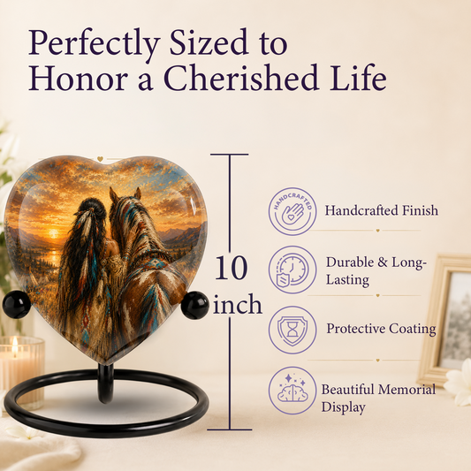 Personalized Horse Urn for Mom, Native American Cremation Urn for Women, Adult Female Memorial Urn, Custom Urn for Mother