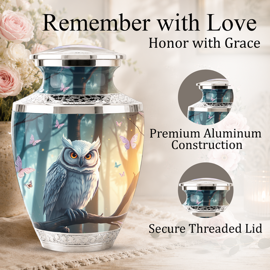 Owl Cremation Urn for Men & Women - Personalized Ashes Container for Adults