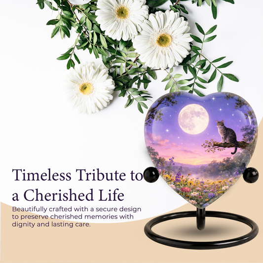 Personalized Cat Urn, Moonlight Garden Memorial,Unique Cat Urns