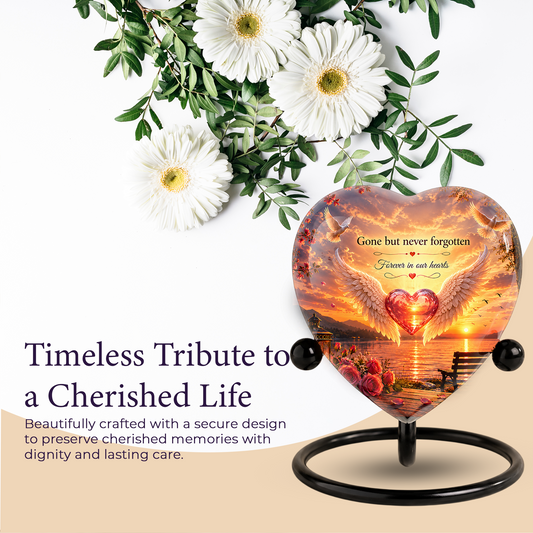 Angel Wing Sunset Urn – Adult Urn for Ashes, Angel Wings Memorial Cremation Urn, Sunset Adult Cremation Urn