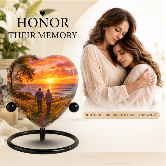 Personalized Sunset Beach Companion Cremation Urn for Mom & Dad