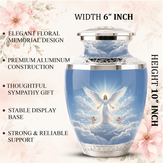 Guardian Angel Cremation Urn for Mom, Personalized Angel Memorial Urn for Human Ashes