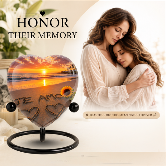 Beach Urn – Beach Urn for Human Ashes, Ocean Sunset Cremation Urn & Beach Keepsake Urn
