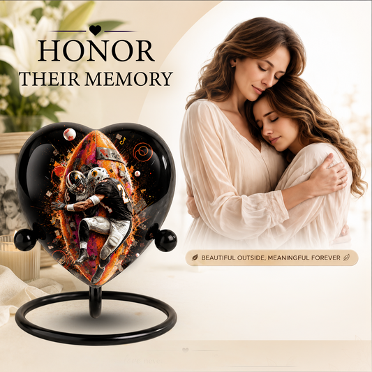 Football Cremation Urn for Ashes, Personalized Adult Urn for Dad, Men & Sports Fans