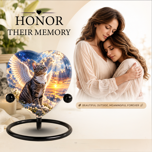 Angel Cat Cremation Urn for Ashes, Cat Memorial Urn, Personalized Cat Urn, Pet Cremation Urn