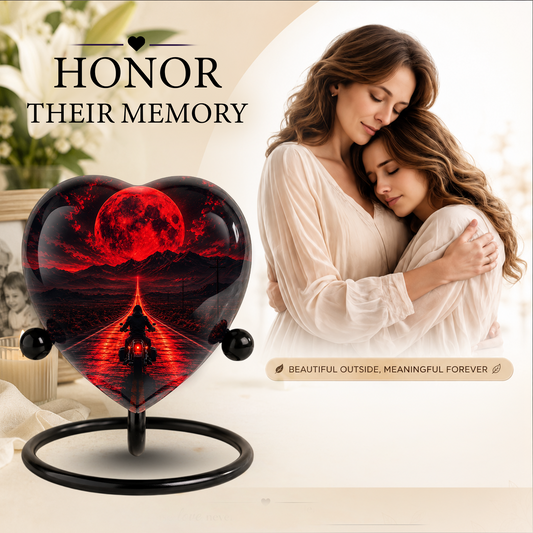 Personalized Motorcycle Urn for Dad, Adult Male Cremation Urn for Ashes, Memorial Urn for Father