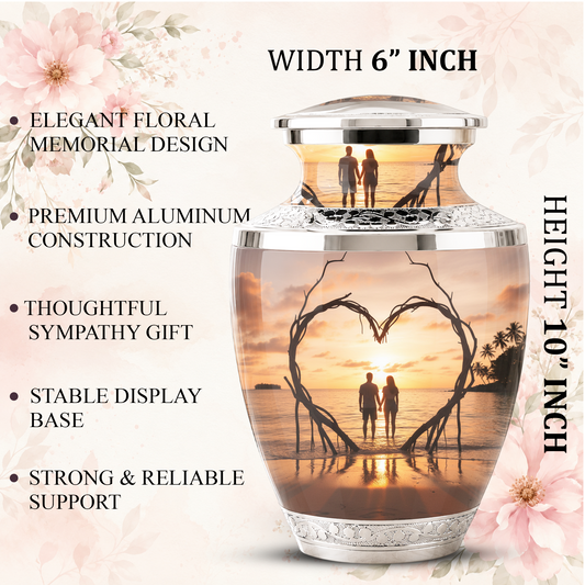 Companion Beach Sunset Memorial Urn for Ashes, Cremation Urn For Couple