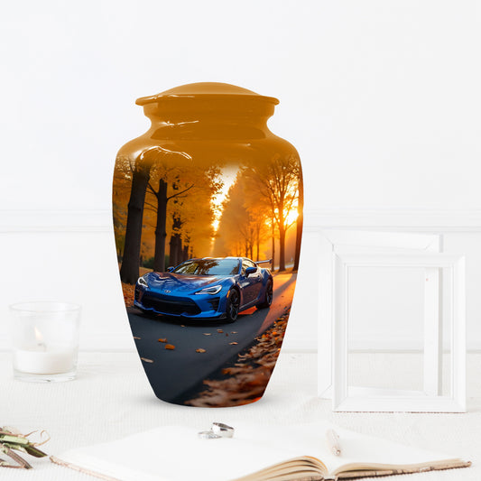 Blue Sports Car Urn for Adult Ashes | Luxury Adult Cremation Urn Memorial