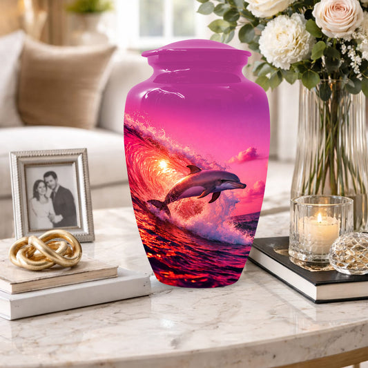 Ocean Dolphin Memorial Urn for Ashes - Beach Cremation Keepsake Urns for Mom
