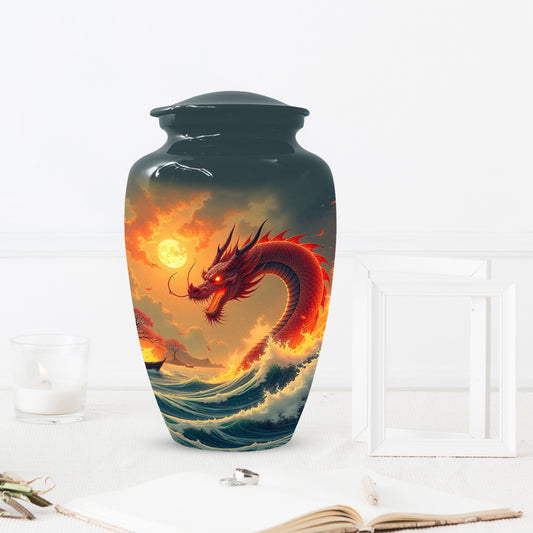 Sea Dragon Urn for Human Ashes | Adult Cremation Urn | Ocean Dragon Memorial Funeral Urn