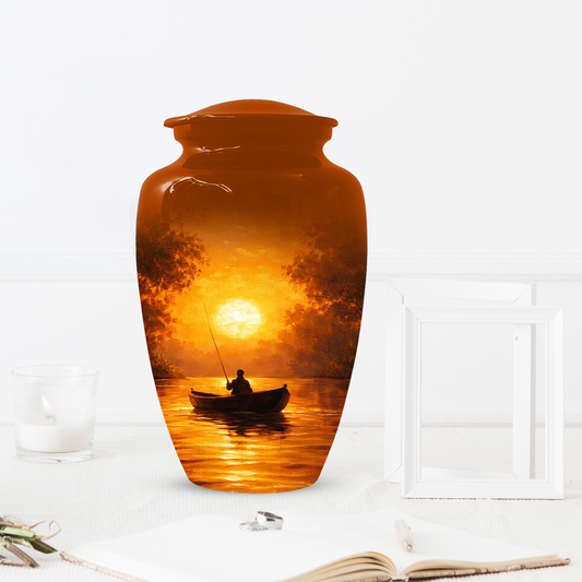 Fishing Cremation Urn for Dad | Personalized Gone Fishing Memorial Urn for Human Ashes