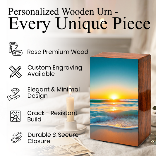 Sunset Beach Urn – Ocean Sunset Memorial Keepsake Urns for Human Ashes