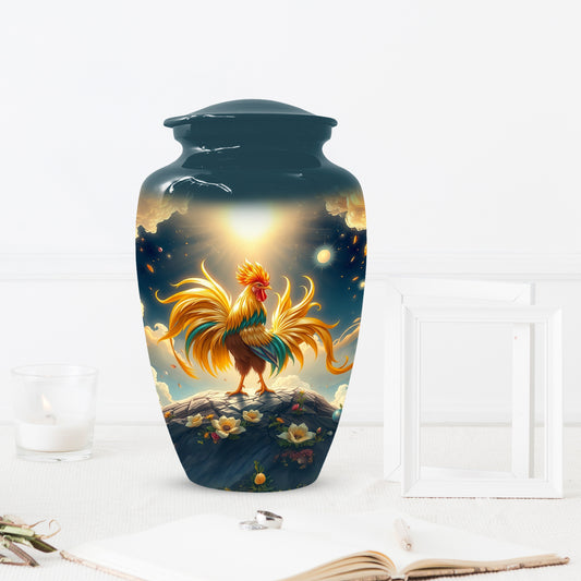 Rooster Memorial Urn for Ashes - Personalized Cremation Keepsake for Dad | Chicken Funeral Urns for Father
