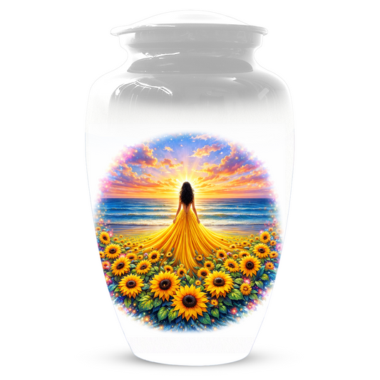 Sunflower Memorial Urn for Ashes | Custom Cremation Urn for Mom