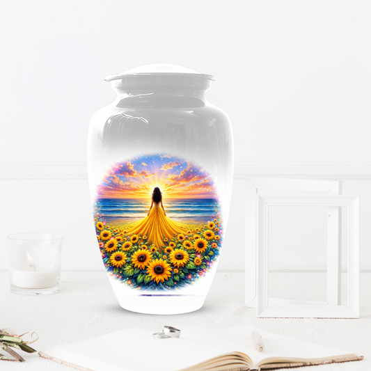Sunflower Memorial Urn for Ashes | Custom Cremation Urn for Mom