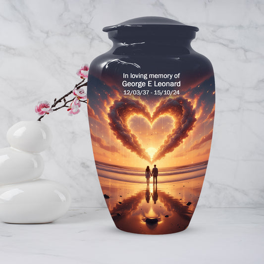 Beach Couple Urn For Two Adults, Sunset Companion Extra Large Double Urns