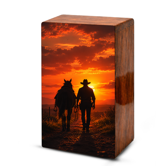 Personalized Cowboy Urn For Ashes Male - Western Cowboys Cremation Urns For Dad