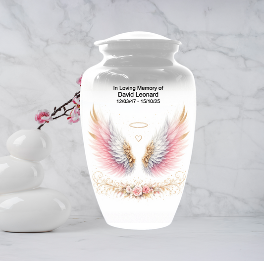 Personalized Angel Wings Cremation Urn for Human Ashes | Custom Adult Urn