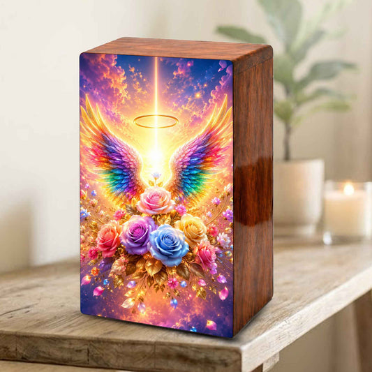 Angel Wings Cremation Urn – Personalized Funeral Flower Memorial Keepsake Box