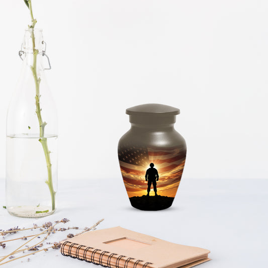 Military Soldier Urn for Dad – American Flag Cremation Urns for Ashes | Custom Veteran Memorial Funeral Keepsake for Men