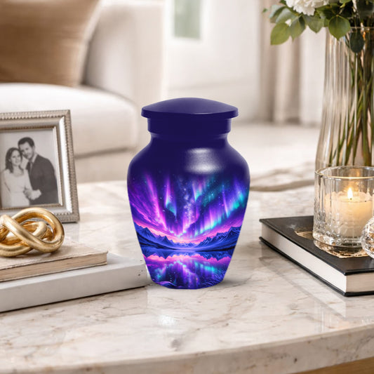 Aurora Borealis Urn for Mom or Dad, Northern Lights Cremation Urn for Women & Men