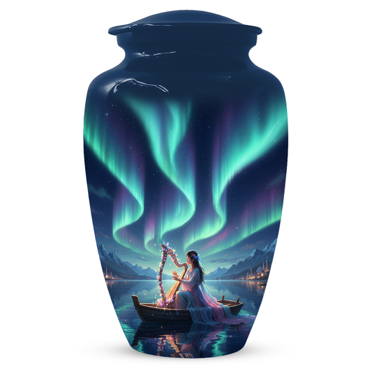 Northern Lights Urn for Human Ashes, Personalized Aurora Cremation Urn
