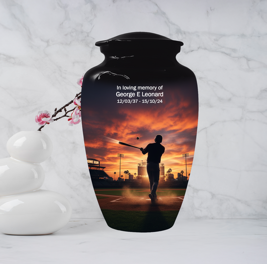 Baseball Player Urn for Human Ashes, Custom Baseball Memorial Urn, Large Adult Cremation Urn