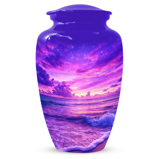 Purple Ocean Urn for Mom or Dad - Personalized Cremation Memorial Urns for Women & Men
